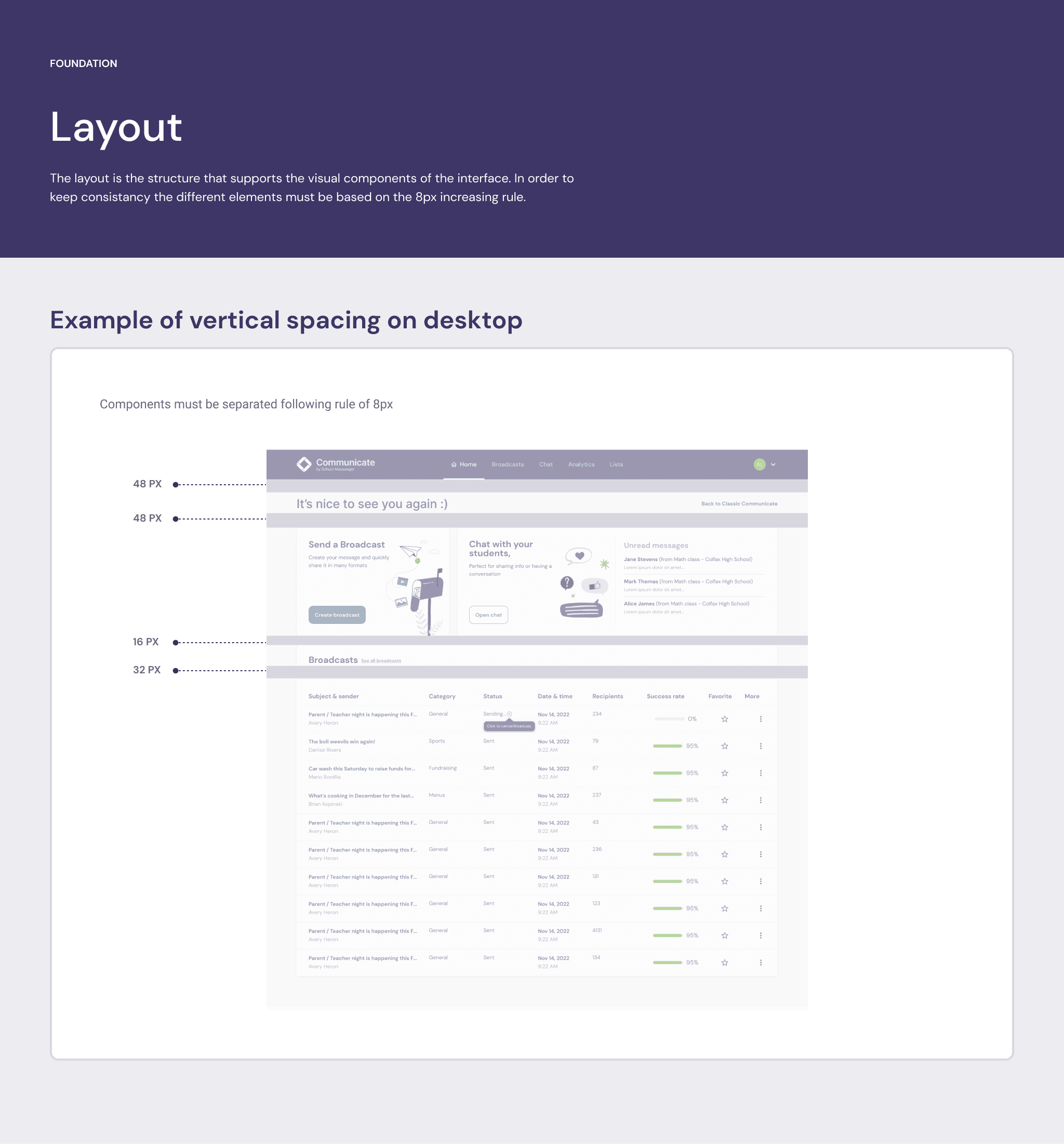 SchoolMessenger layout foundation documentation