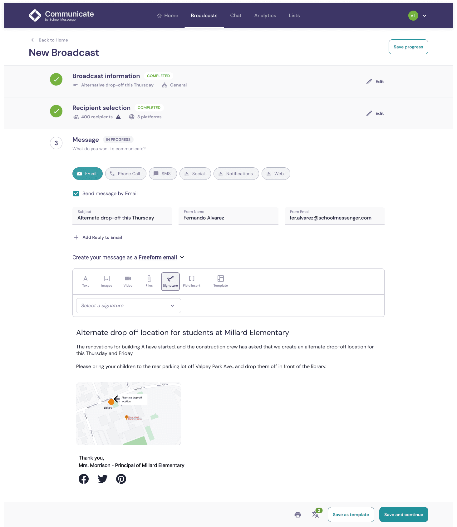 SchoolMessenger design process and system detail